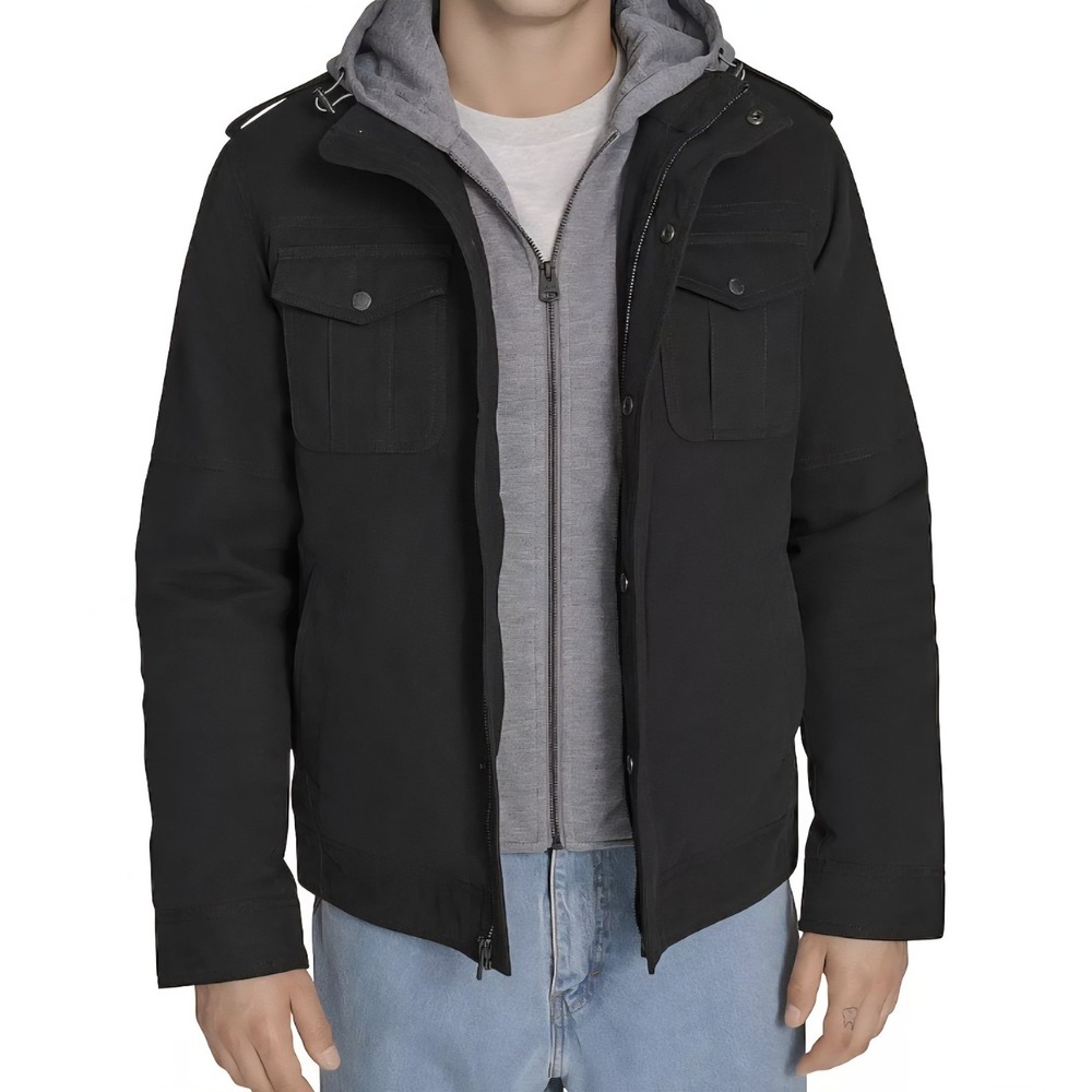 Levi's Mens Sherpa Lined‎ Hooded Trucker Field Jacket Full Zip Black 4XL